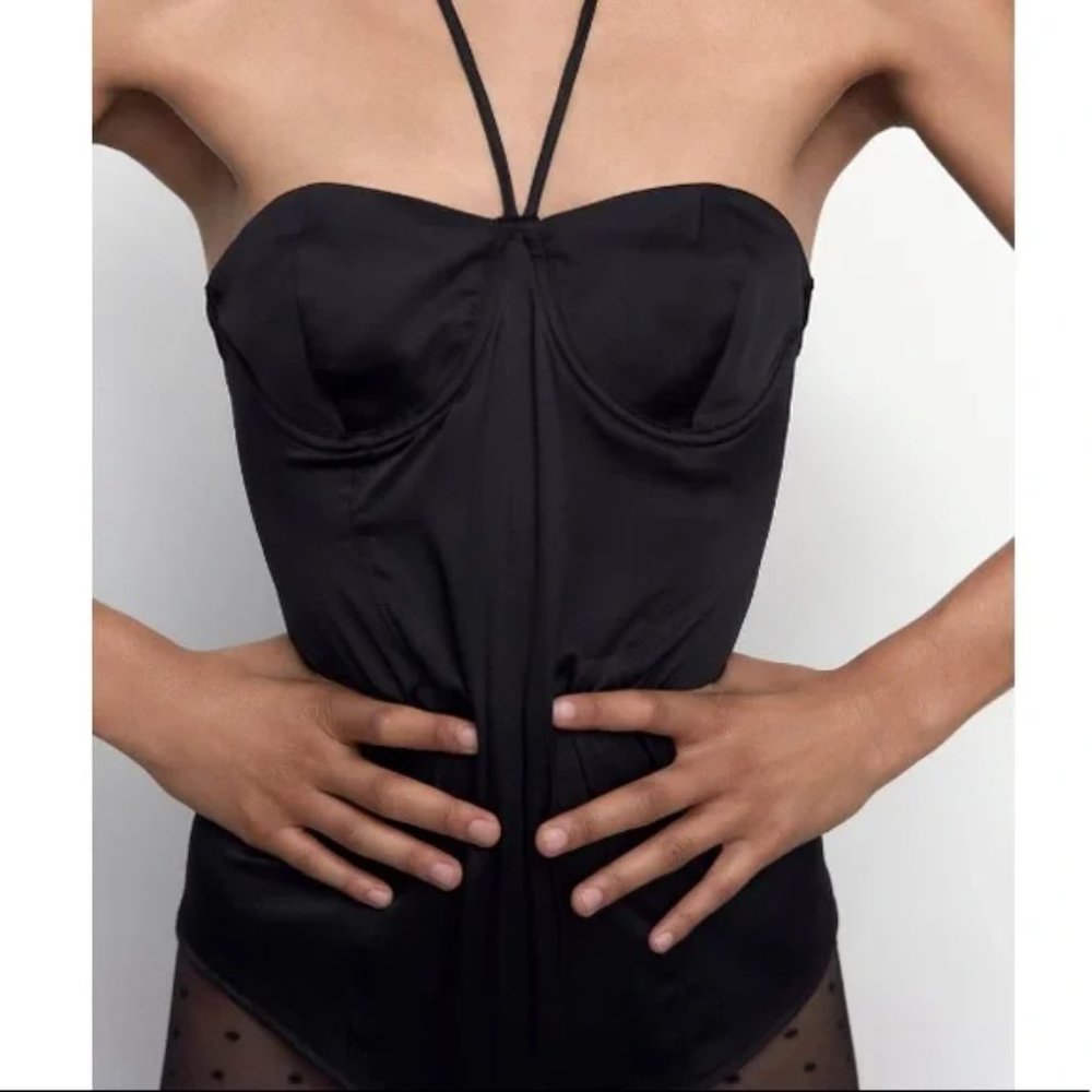 Zara Satin Effect Camisole Bodysuit